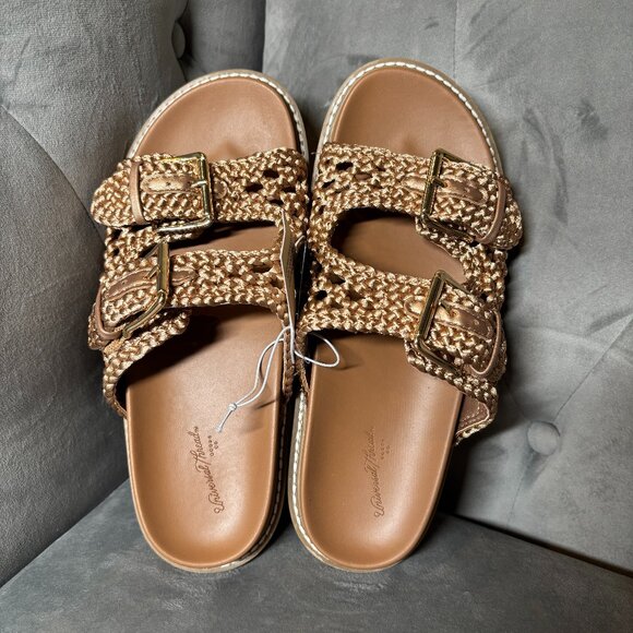 Universal Thread Braided Slide Sandals Tan Gold Buckle – Women’s 7 - Picture 2 of 4